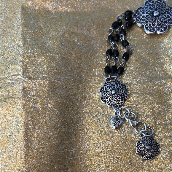 Sterling silver bracelet with silver designs each decorated with black beads. - Picture 5 of 6